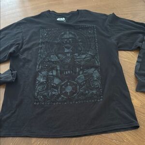 Star Wars Black on Black Long Sleeve Tee Dark Side Rose Graphic Tarot Design L